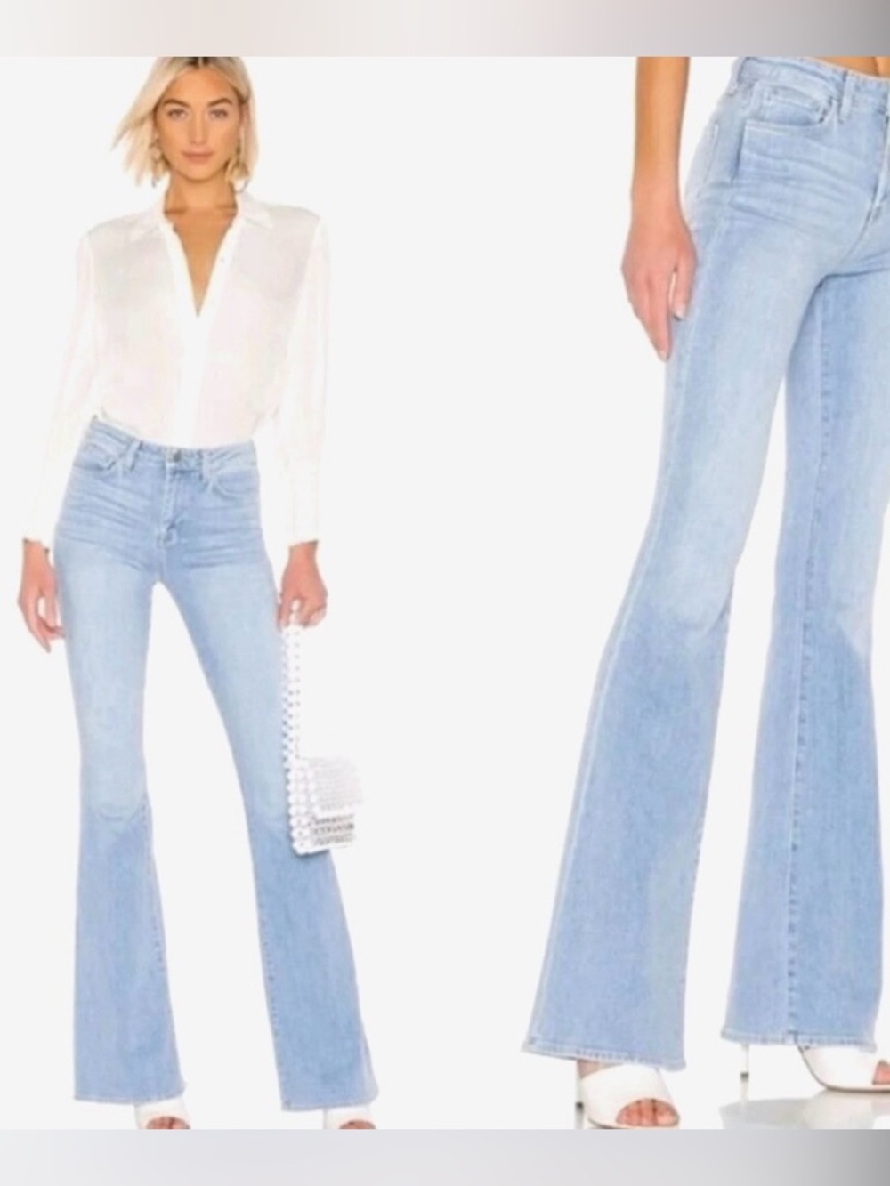 L’Agence Bell High Rise Flare Jeans Blue Cloud Size 27 Made in USA